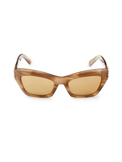 Shop Swarovski Women's 55mm  Crystal Cat Eye Sunglasses In Brown