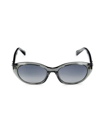 Shop Swarovski Women's 53mm  Crystal Oval Sunglasses In Grey Smoke