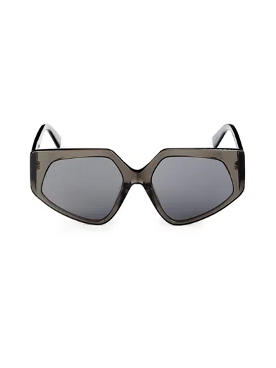 Shop Sportmax Women's 56mm Geometric Sunglasses In Grey Smoke