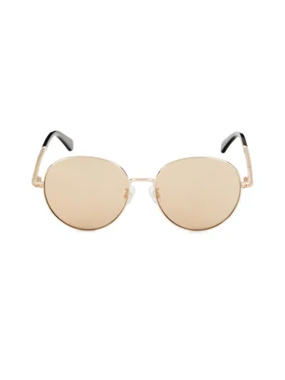 Shop Swarovski Women's 58mm Round Sunglasses In Gold Beige