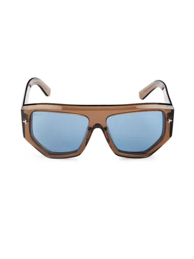 Shop Bally Women's 60mm Geometric Sunglasses In Beige Blue