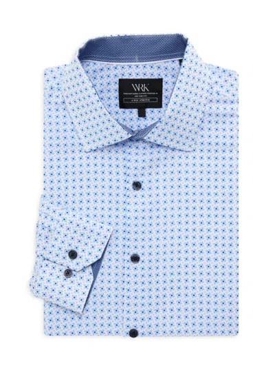 Shop Wrk Men's Geometric Print Dress Shirt In Blue