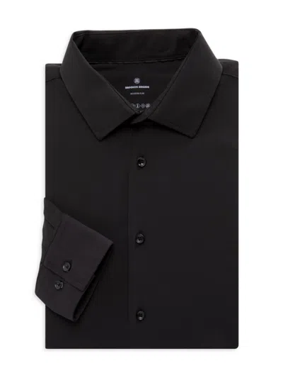 Shop Brooklyn Brigade Men's Slim Fit Solid Stretch Dress Shirt In Black
