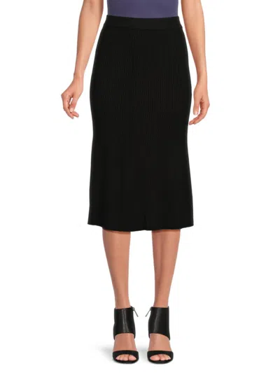 Shop Saks Fifth Avenue Women's Ribbed Midi Skirt In Black