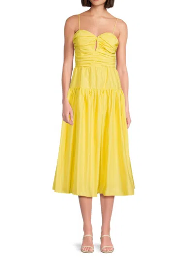 Shop Tanya Taylor Women's Jenna Fit & Flare Midi Dress In Daffodil
