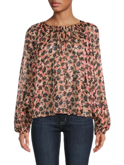 Shop Tanya Taylor Women's Elaine Floral Silk Blend Top In Shell Pink