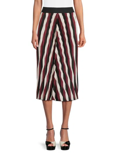 Shop Saks Fifth Avenue Women's Pleated Chevron Midi Skirt In Mulberry Multi