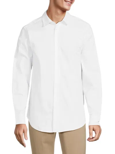 Shop Saks Fifth Avenue Men's Solid Long Sleeve Shirt In White