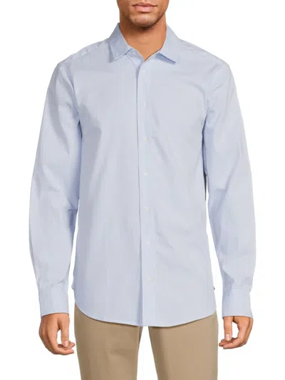 Shop Saks Fifth Avenue Men's Striped Long Sleeve Shirt In Light Blue