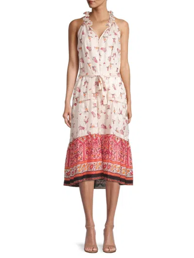 Kobi Halperin Johnson Halter Midi Dress In Ivory Multi