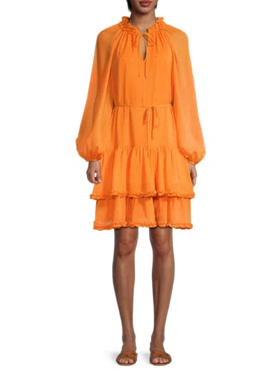 Kobi Halperin Sophia Tiered Long Sleeve Dress In Musk Melon