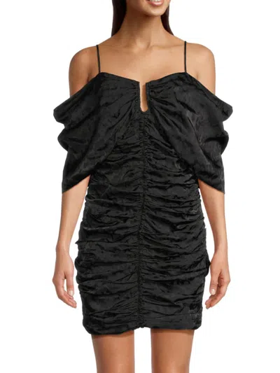 Shop Ungaro Women's Jessa Ruched Jacquard Mini Dress In Black
