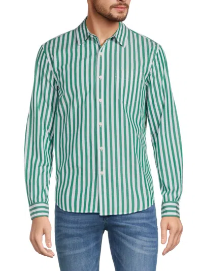Shop Alex Mill Men's Striped Sport Shirt In Green White