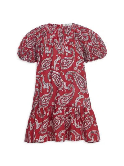 Shop Sea Girl's Theodora Paisley Print Smocked Dress In Red