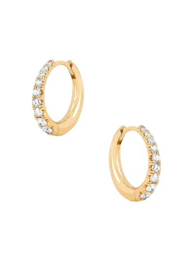Luv Aj Women's 14k Goldplated Brass & Glass Crystal Huggie Hoop Earrings In Brass
