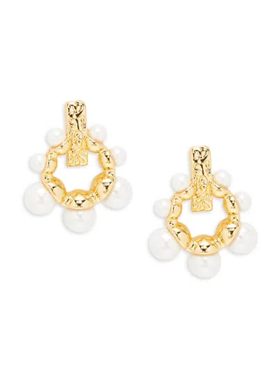 Luv Aj Women's Goldtone & Simulated Pearl Drop Earrings In Brass