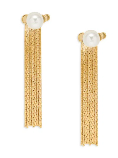 Shop Luv Aj Women's Goldtone Faux Freshwater Pearl Drop Earrings In Brass