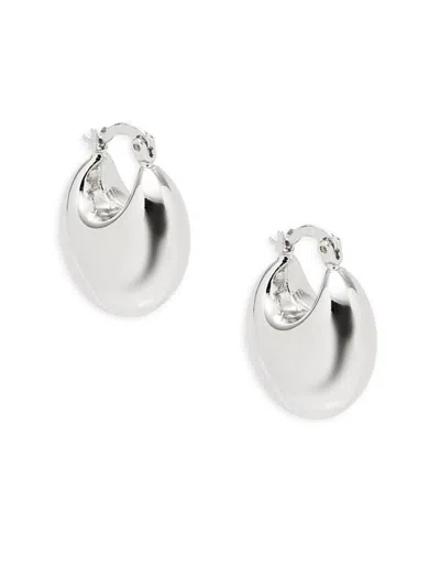 Shop Luv Aj Women's Puffy Hoop Earrings In Silver