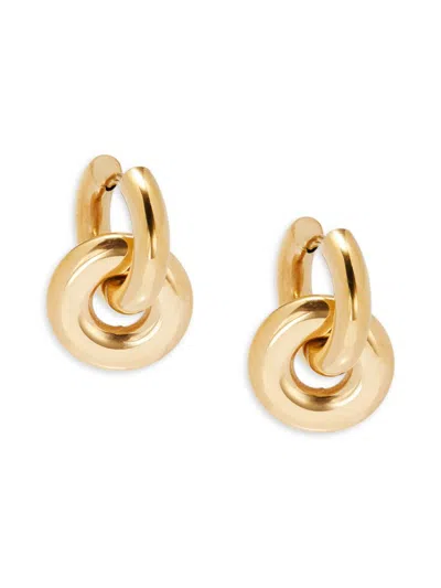 Shop Luv Aj Women's Goldtone Double Loop Huggies Earrings In Brass
