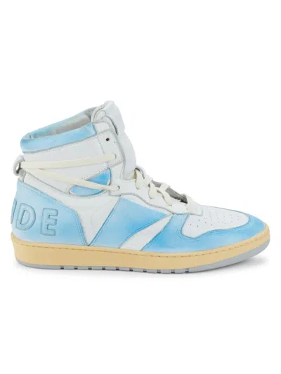 Shop Rhude Men's Colorblock High Top Leather Sneakers In Neutral