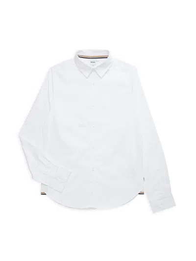 Shop Hugo Boss Boy's Oxford Button Down Shirt In White
