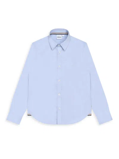 Shop Hugo Boss Boy's Oxford Button Down Shirt In Pale Blue