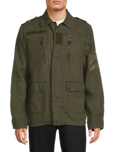Shop Zadig & Voltaire Men's Kido Eapulet Linen Jacket In Military