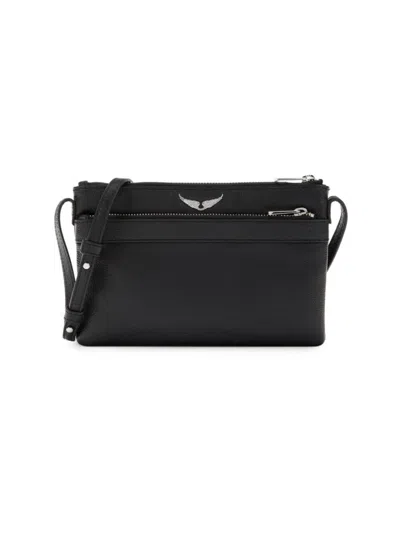 Shop Zadig & Voltaire Women's Stella Wings Leather Crossbody Bag In Noir