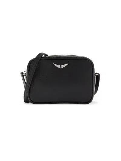 Shop Zadig & Voltaire Women's Boxy Wings Leather Shoulder Bag In Noir
