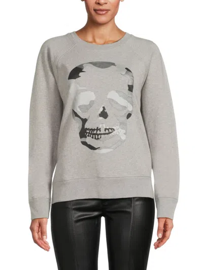 Shop Zadig & Voltaire Women's Camo Skull Sweatshirt In Gris