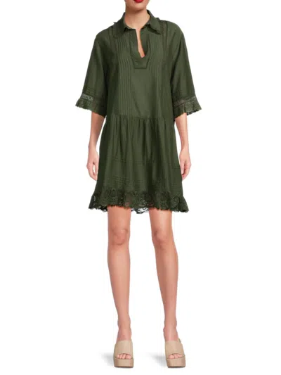 Shop Zadig & Voltaire Women's Rosea Pintuck Mini A Line Dress In Khaki Green