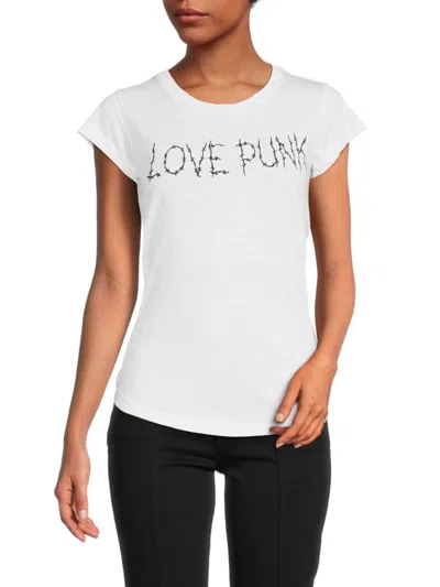 Shop Zadig & Voltaire Women's Skinny Stitch Love Punk T Shirt In Blanc
