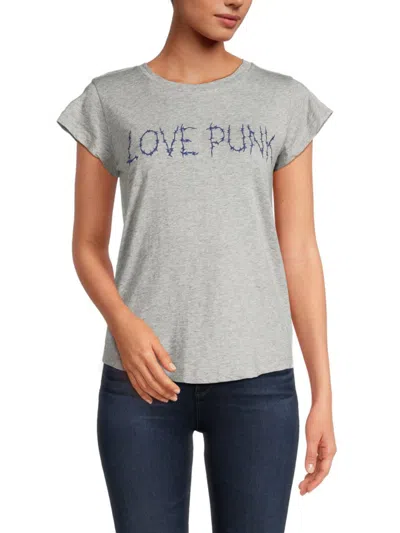 Shop Zadig & Voltaire Women's Skinny Stitch Love Punk T Shirt In Gris