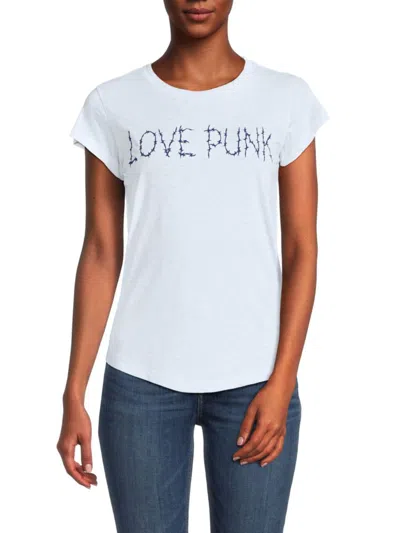 Shop Zadig & Voltaire Women's Skinny Stitch Love Punk Tshirt In Light Blue