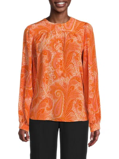 Shop Zadig & Voltaire Women's Silk Paisley Blouse In Coral