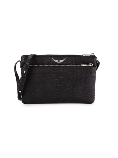 Shop Zadig & Voltaire Women's Stella Embossed Leather Crossbody Bag In Noir