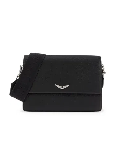 Shop Zadig & Voltaire Women's Lolita Wings Leather Crossbody Bag In Noir