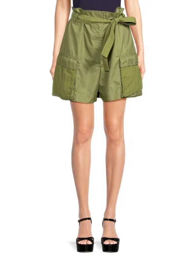 Shop Kenzo Women's Belted Cargo Bermuda Shorts In Tea Green