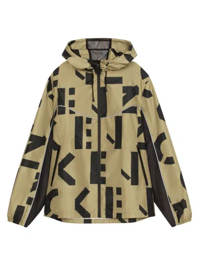 Shop Kenzo Men's Sport Monogram Hooded Jacket In Taupe