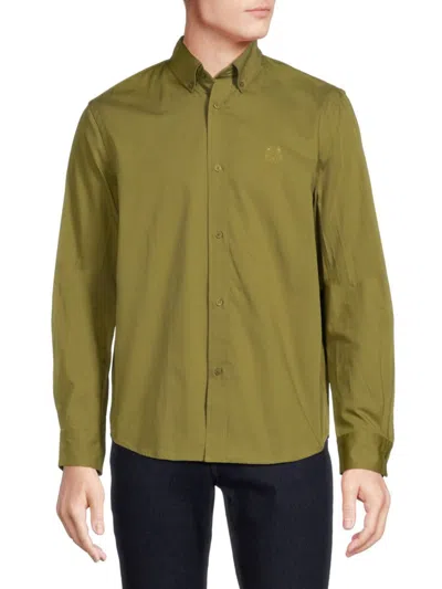 Shop Kenzo Men's Logo Oxford Shirt In Olive