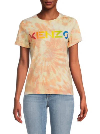 Shop Kenzo Men's Logo Tie Dye Tee In Peach