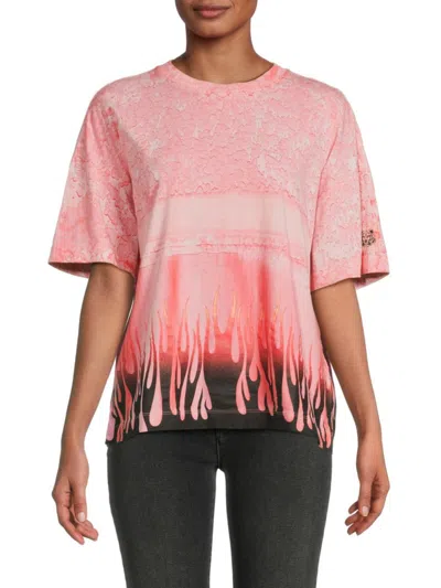 Shop Kenzo Women's Flame Graphic Tshirt In Coral