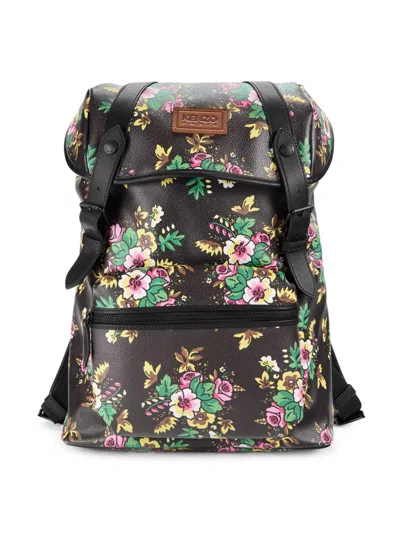 Shop Kenzo Men's Floral Backpack In Black Multi