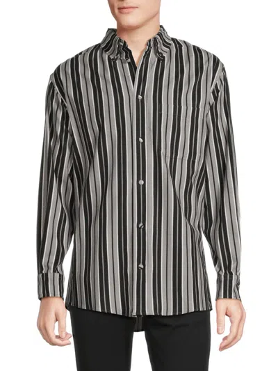 Shop Kenzo Men's Striped Shirt In Grey Multicolor