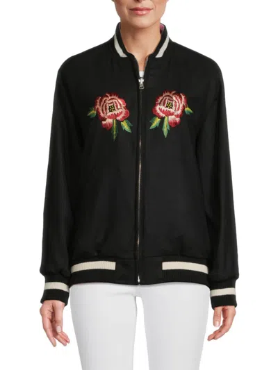 Shop Kenzo Women's Souvenir Graphic Wool Blend Reversible Jacket In Black