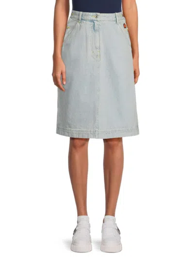 Shop Kenzo Women's Denim Midi Skirt In Sky Blue