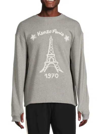 Shop Kenzo Men's Graphic Crewneck Sweatshirt In Pearl Grey