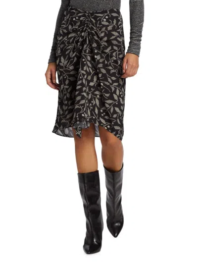 Shop Isabel Marant Women's Diamiani Geometric Leaf Midi Skirt In Black