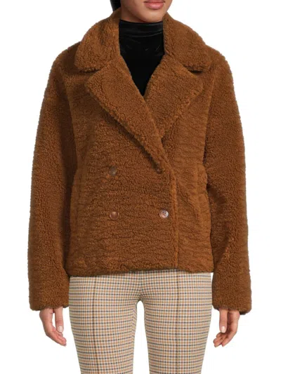 Shop Ba&sh Women's Sandy Faux Fur Double Breasted Jacket In Brown