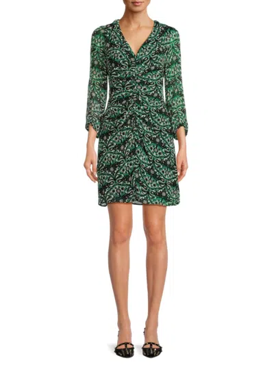 Shop Ba&sh Women's Motif Ruched Mini Dress In Vert